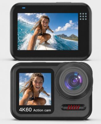 Action Camera 4K 60FPS 64MP Waterproof with Stabilization for Sports | Electronic image stabilization for smooth footage. Perfect for surfing, snorkeling, and motorcycle riding adventures.